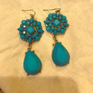 Teal stone chandelier earrings